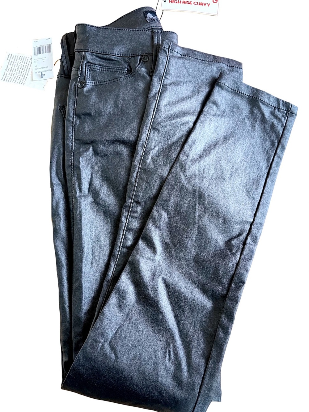 GUESS Black Coated Skinny Jeans High Rise Curvy NWT Size 24 - Picture 5 of 10